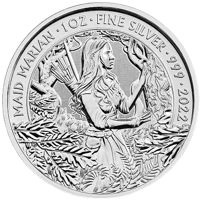 Монета "Дева Мэриан", 2022 г., Серебро, 31,1 гр., проба 999, СОЕДИНЕННОЕ КОРОЛЕВСТВО
