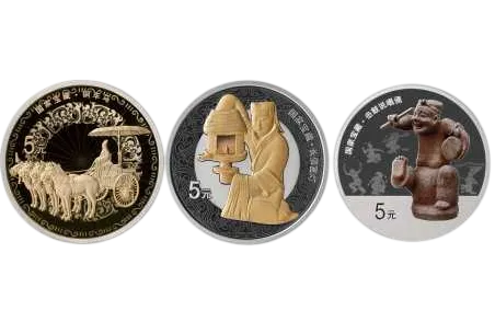 Набор из 3-х монет "Национальные Сокровища", 2025 г., Серебро, 45 гр., проба 999, КИТАЙ