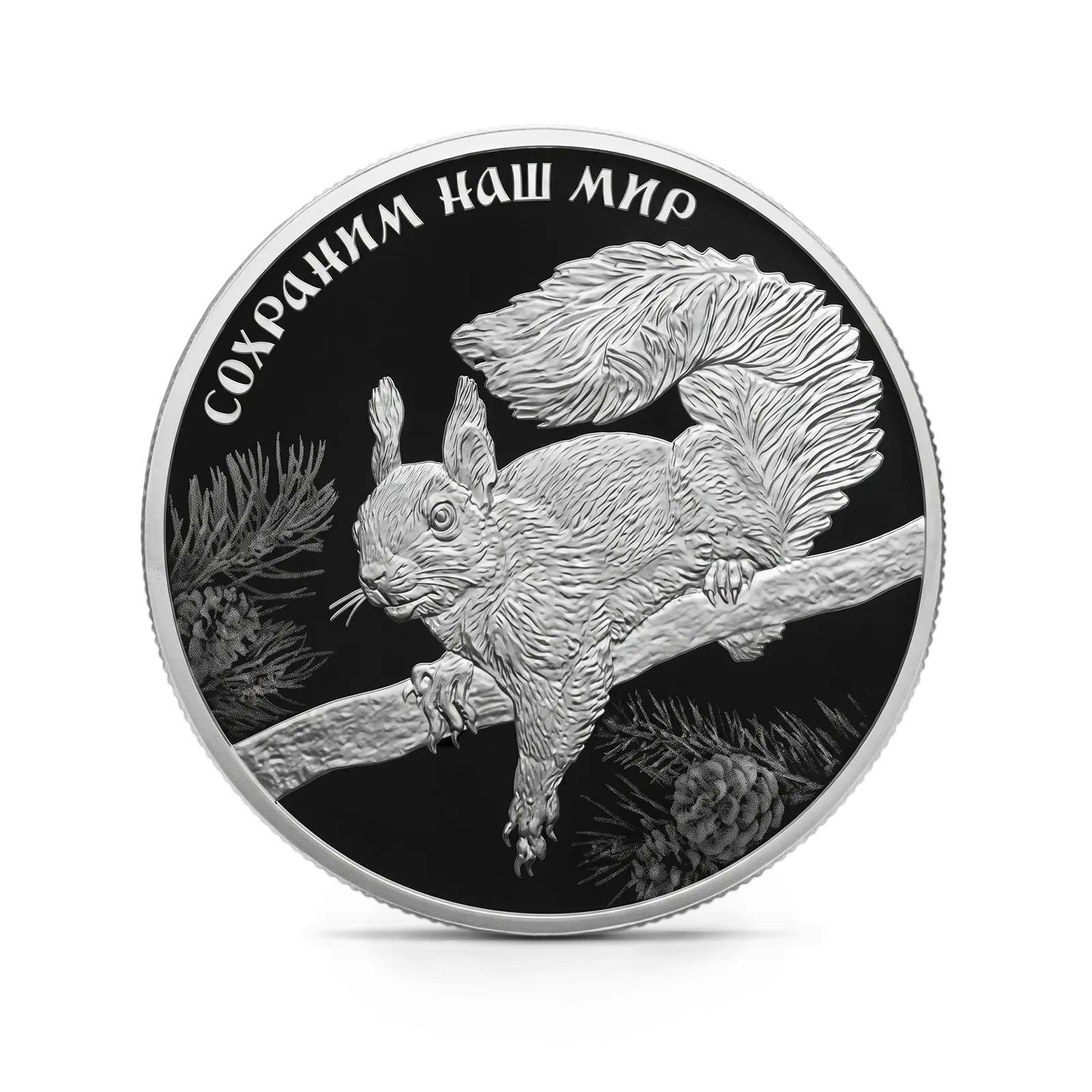 Монета "Белка обыкновенная", СПМД, 2023 г., Серебро, 31,1 гр., проба 925, РОССИЯ