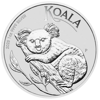 Монета "Коала", 2025 г., Серебро, 31,1 гр., проба 999.9, АВСТРАЛИЯ