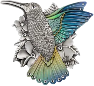 Монета "Колибри",  2023 г., Серебро, 500 гр., проба 999, ВАНУАТУ