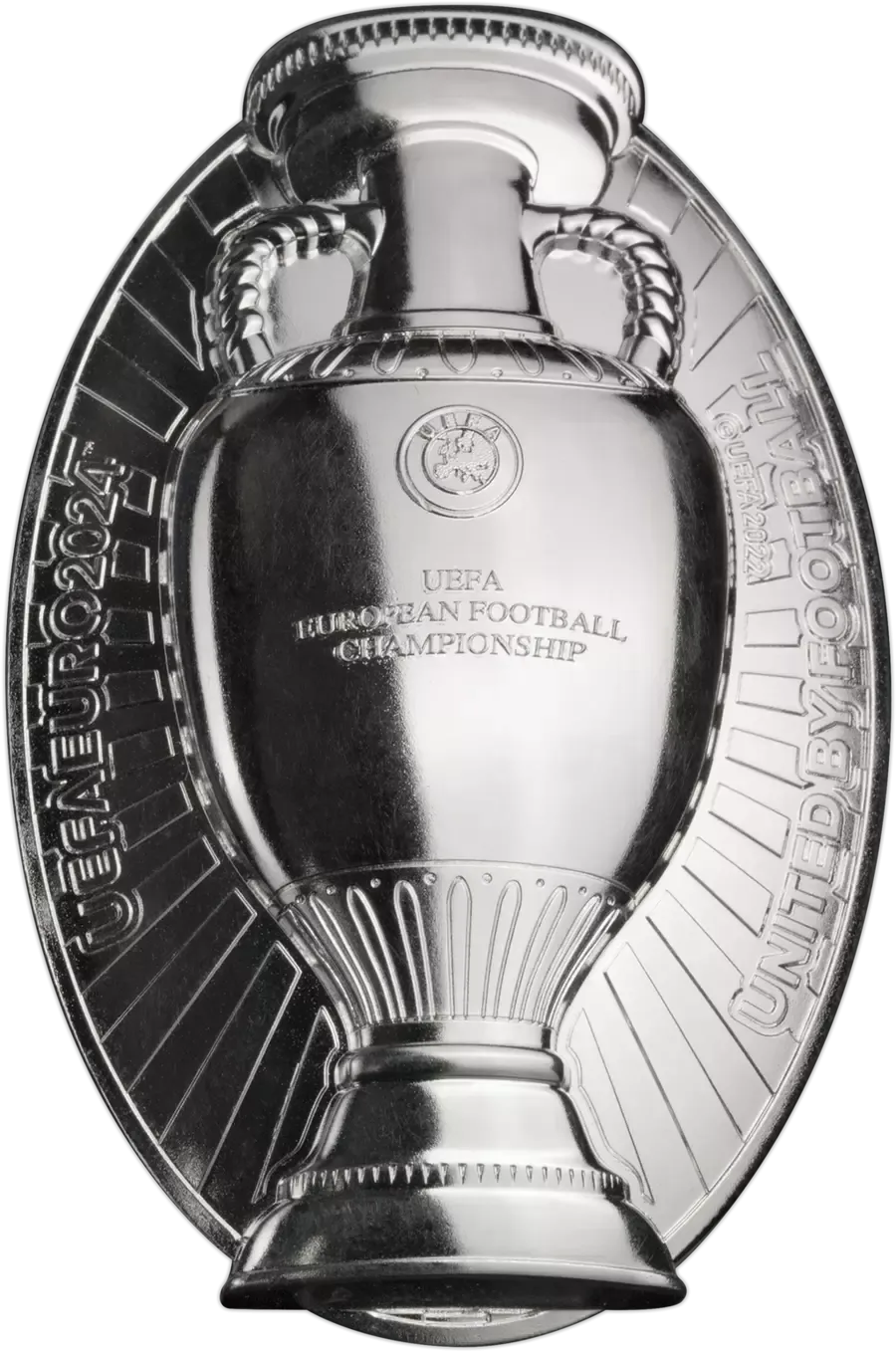 Монета "Кубок UEFA 2024", 2024 г., Серебро, 93,3 гр., проба 999, СОЛОМОНОВЫ ОСТРОВА