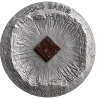 Монета "Метеорит Gold Basin", 2023 г., Серебро, 50 гр., проба 999, КАМЕРУН