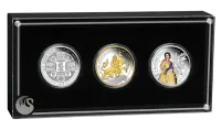 Монета "Набор из 3-х монет к 100-летию королевы Елизаветы II", 2026 г., Серебро, 93,3 гр., проба 999.9, АВСТРАЛИЯ