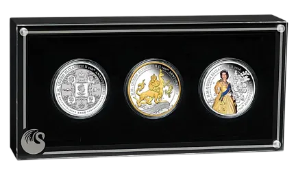 Монета "Набор из 3-х монет к 100-летию королевы Елизаветы II", 2026 г., Серебро, 93,3 гр., проба 999.9, АВСТРАЛИЯ