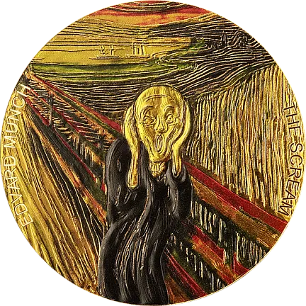 Монета "Крик. Эдвард Мунк", 2022 г., Серебро, 62,2 гр., проба 999, ГАНА