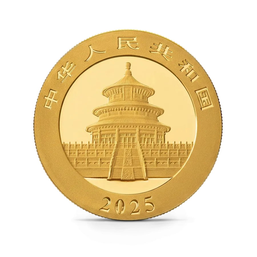 Монета "Панда", 2025 г., Золото, 8 гр., проба 999, КИТАЙ