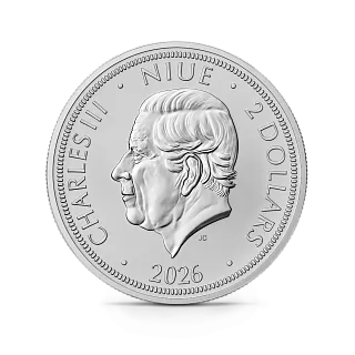 Монета"Чешский лев", 2026г., Серебро, 31,1 гр., проба 999, НИУЭ