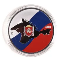 Монета "Крымский мост 10 лет", 2024 г., Серебро, 31,1 гр., проба 999, КАМЕРУН