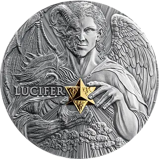 Монета "Люцифер Двойная сущность ", 2023 г., Серебро, 62,2 гр., проба 999, КАМЕРУН