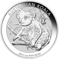 Монета «Коала», 2018 г., Серебро, 31,1 гр., проба 9999, АВСТРАЛИЯ