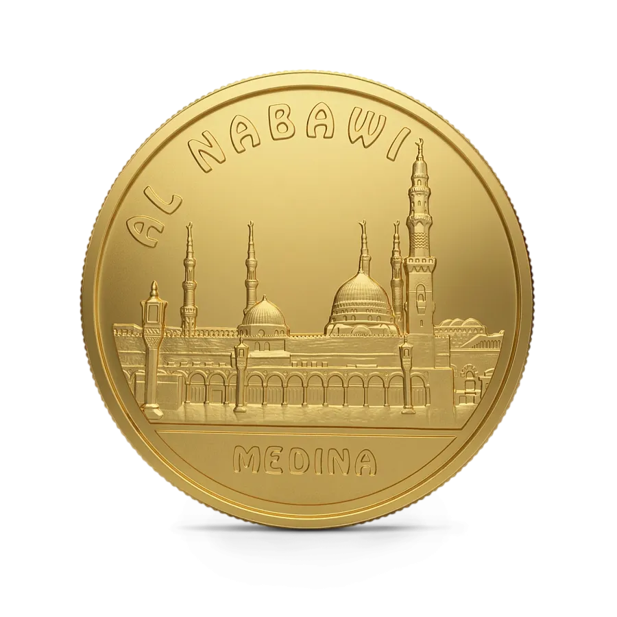 Монета "Мечеть Масджид ан-Набави. Знаменитые мечети мира", 2010 г., Золото, 3,11 гр., проба 999, КАЗАХСТАН