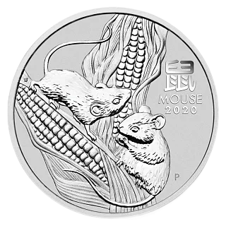 Монета "Год Крысы", 2020 г., Серебро, 1 000 гр., проба 999.9, АВСТРАЛИЯ