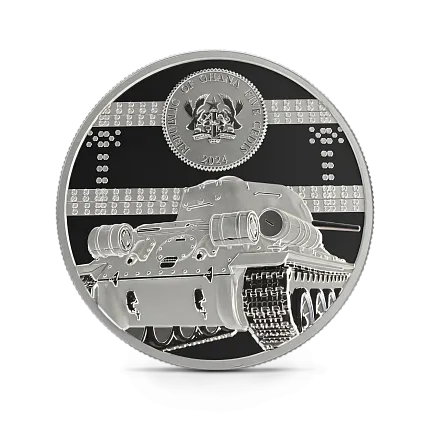 Монета "Танк Т34", 2024 г., Серебро, 31,1 гр., проба 999, ГАНА