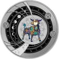 Монета "Знаки зодиака Телец. Подвеска", 2025 г., Серебро, 10 гр., проба 999, КАМЕРУН