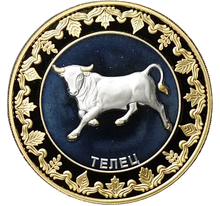 Монета "Телец. Знаки зодиака", 2012 г., Серебро, 31,1 гр, ппроба 925, ТОКЕЛАУ