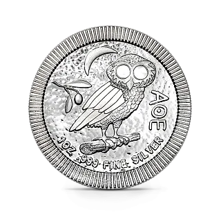 Монета "Афинская Сова",  2020 г., Серебро, 31,1 гр., проба 999, НИУЭ