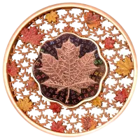 Монета «Филигранный Кленовый лист. 35 лет выпуска»,  2023 г., Серебро, 62,2 гр., проба 999, СОЛОМОНОВЫ ОСТРОВА