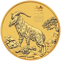 Монета "Год Козы", 2027 г., Золото, 3,11 гр., проба 999.9, АВСТРАЛИЯ