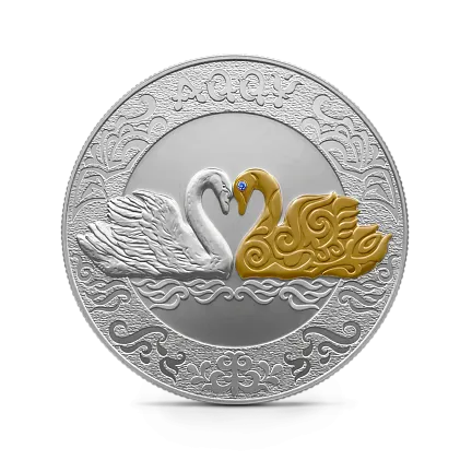 Монета "Лебедь", 2021 г., Серебро, 777,5 гр., проба 925, КАЗАХСТАН