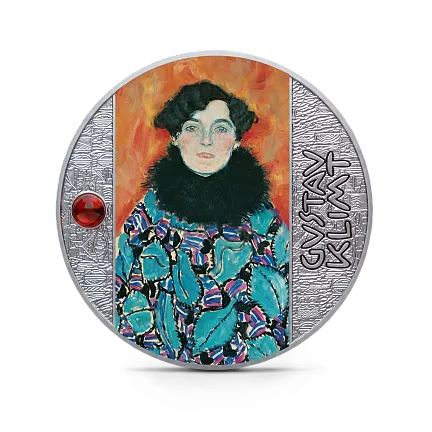 Монета "Портрет Иоганны Штауде. Густав Климт", 2024 г., Серебро, 17,5 гр., проба 999, КАМЕРУН