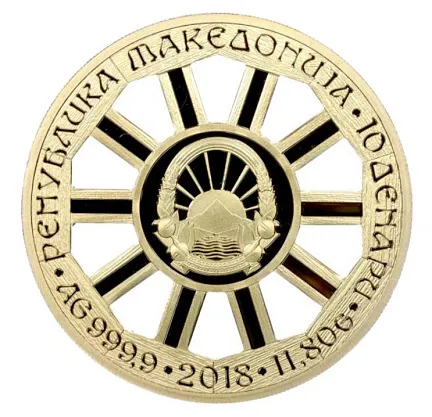 Монета "Колесо фортуны", 2018 г., Серебро, 11,8 гр., проба 999, СЕВЕРНАЯ МАКЕДОНИЯ
