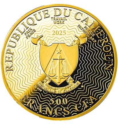 Монета «Подсолнухи. Цветы Ван Гога в живописи», 2025 г., Серебро, 17,5 гр., проба 999, КАМЕРУН