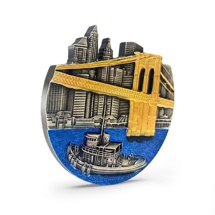 Монета "Бруклинский мост",  2022 г., Серебро, 155,5 гр., проба 999, КОНГО