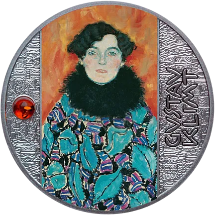 Монета «Портрет Иоганны Штауде. Густав Климт», 2024 г., Серебро, 17,5 гр., проба 999, КАМЕРУН
