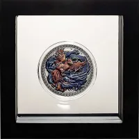 Монета "Дракон и Феникс", 2021 г., Серебро, 50 гр., проба 999, ГАНА