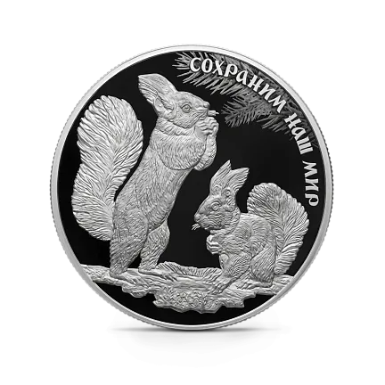 Монета "Белка обыкновенная", СПМД, 2023 г., Серебро, 155,5 гр., проба 925, РОССИЯ