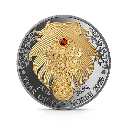 Монета "Год Лошади (с рутением)", 2026 г., Серебро, 15,55 гр., проба 999, ГАНА
