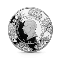 Монета "Пион", 2025 г., Серебро, 62,2 гр., проба 999, СОЛОМОНОВЫ ОСТРОВА