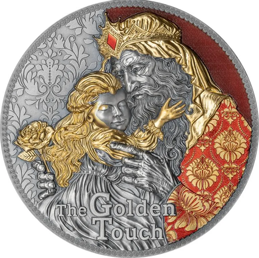 Монета "Повороты Судьбы: Золотое прикосновение", 2023 г., Серебро, 62,2 гр., проба 999, КАМЕРУН