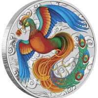 Монета" Феникс (цветная), 2022 г., Серебро, 31,1 гр., проба 999.9, АВСТРАЛИЯ"