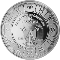 Монета «Знаки зодиака Телец. Подвеска», 2025 г., Серебро, 10 гр., проба 999, КАМЕРУН