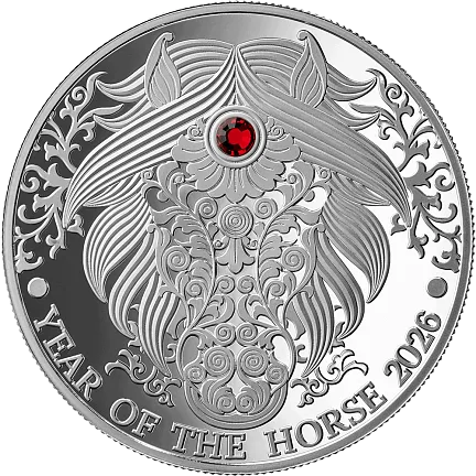 Монета «Год Лошади», 2026 г., Серебро, 15,55 гр., проба 999, ГАНА